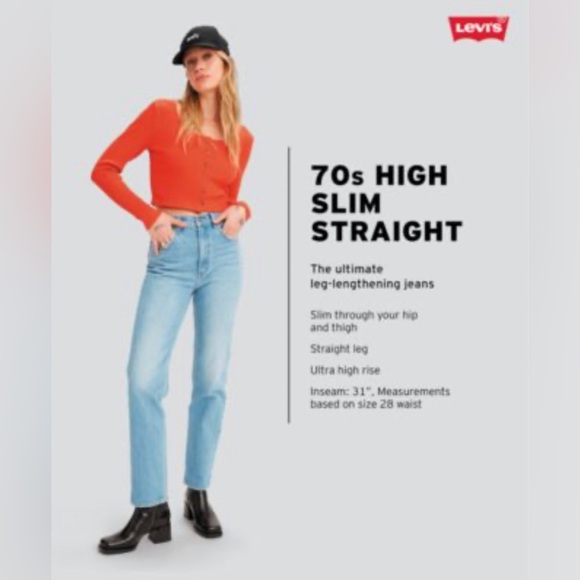 Levi’s Premium 70’s High Rise Straight Medium Wash Jeans - Picture 2 of 9